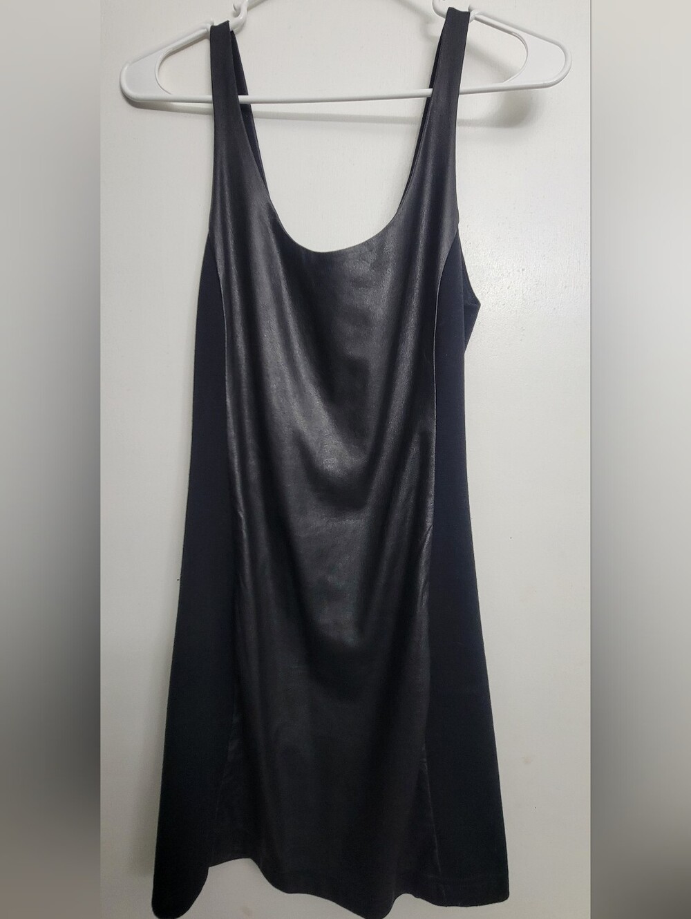 Free People Black Faux-Leather Scoop Neck Dress
